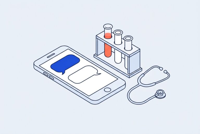 Smartphone, tubes d'analyse et stéthoscope