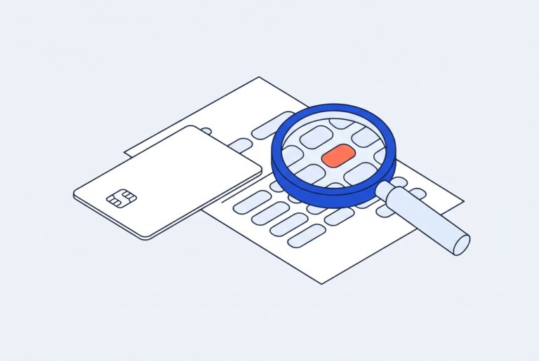 Carte d'assurance, relevé et loupe