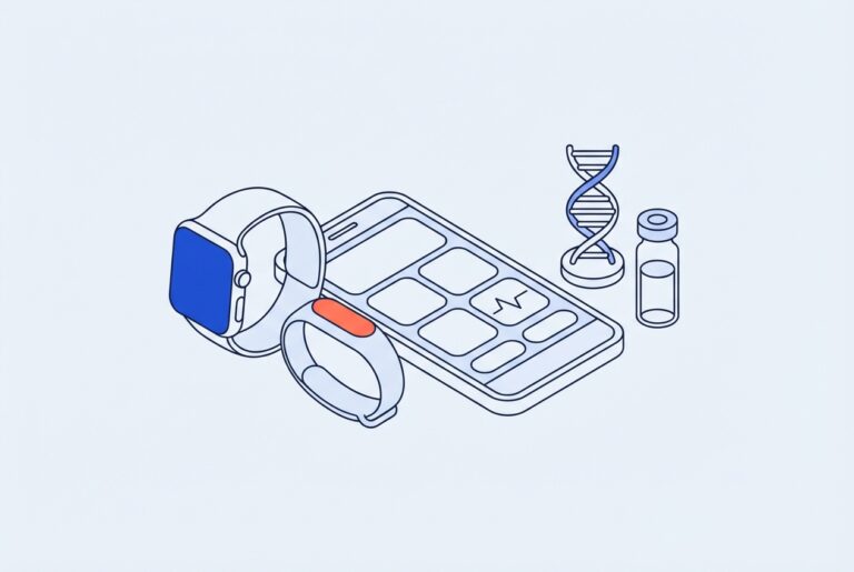 Montre connectée, smartphone et modèle d'ADN