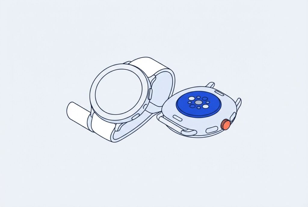 Montre connectée et capteurs optiques au dos du boîtier