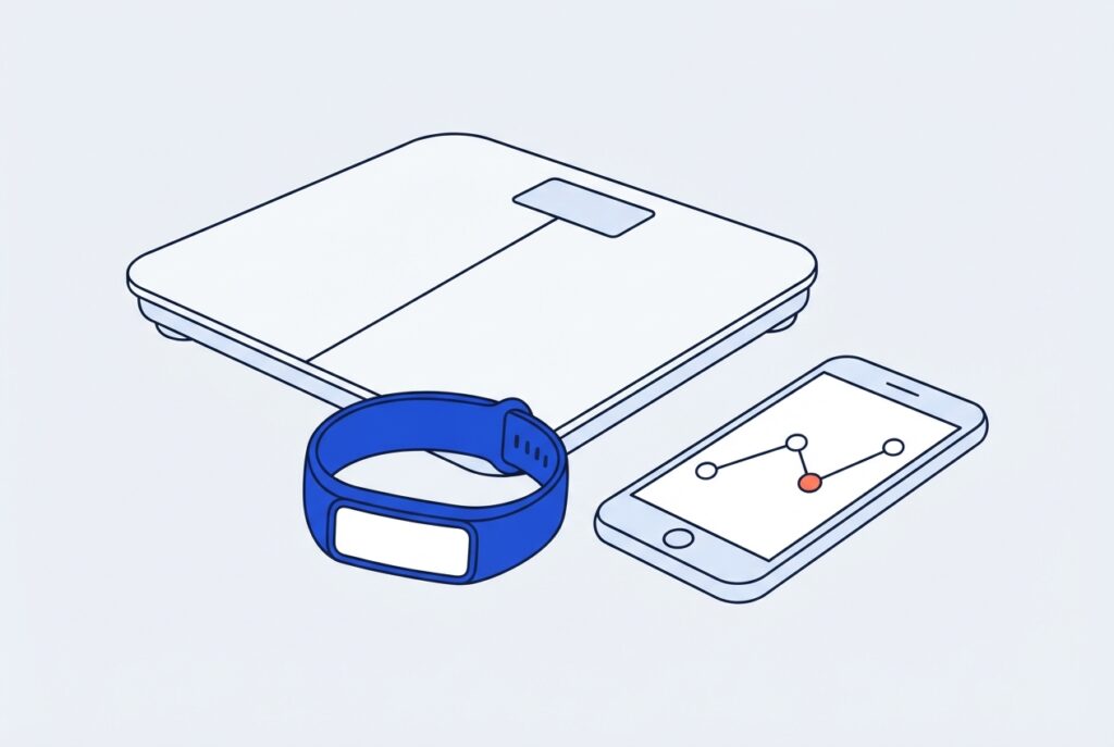 Balance, bracelet et smartphone pour la mesure de soi