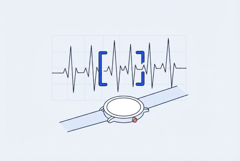 Tracé cardiaque avec intervalles entre battements et montre
